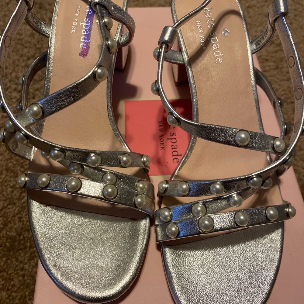 Kate spade silver pearl strapped Sandel